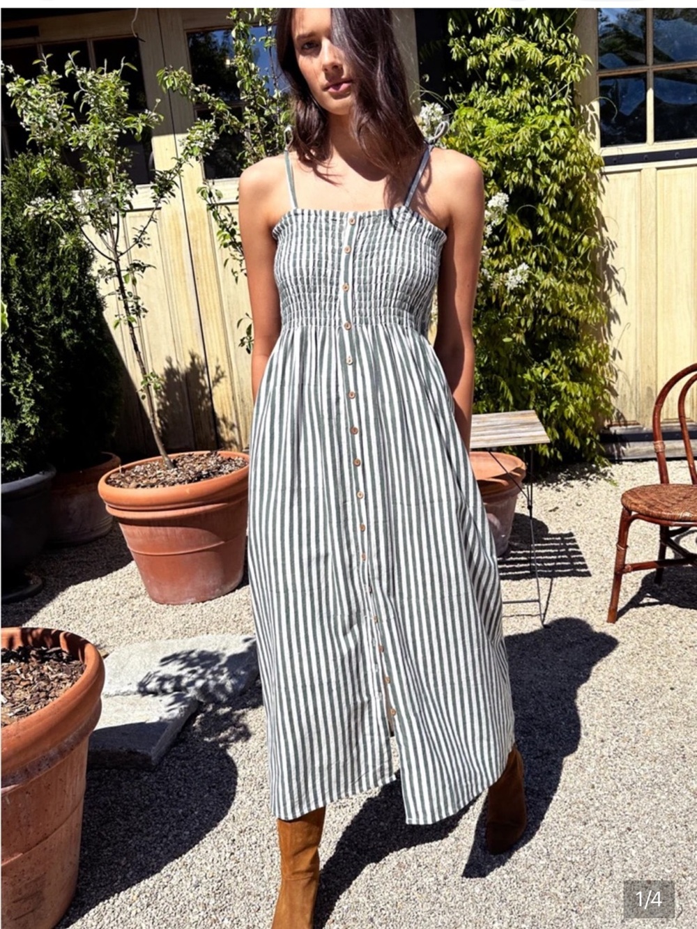 Emerson Fry Santiago Sundress in Moss Stripe
